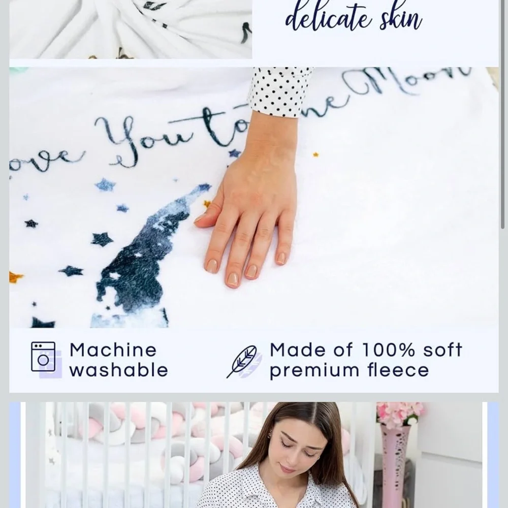Baby Milestone Blanket with Moon and Stars Design like new